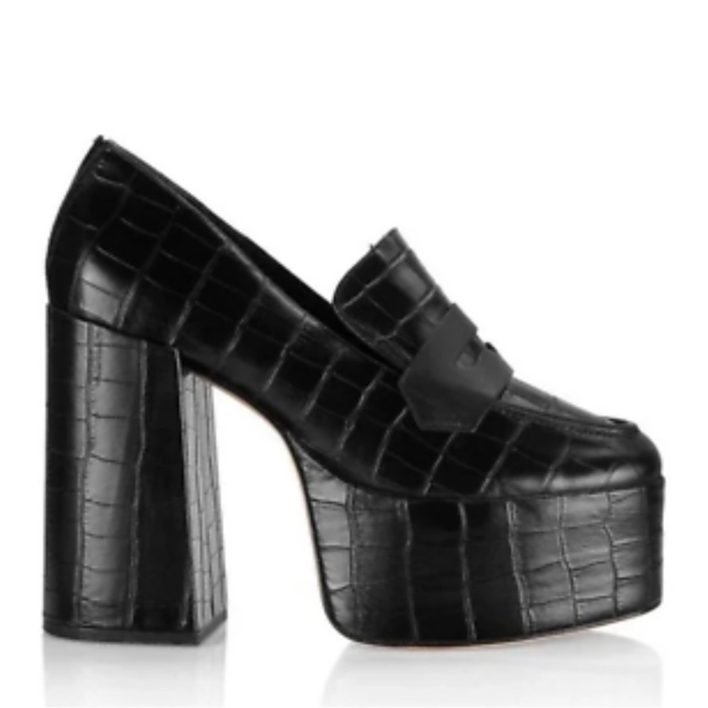 New in Box, SCHUTZ Viola Croco Platform Penny Loafers! Size US 8.5